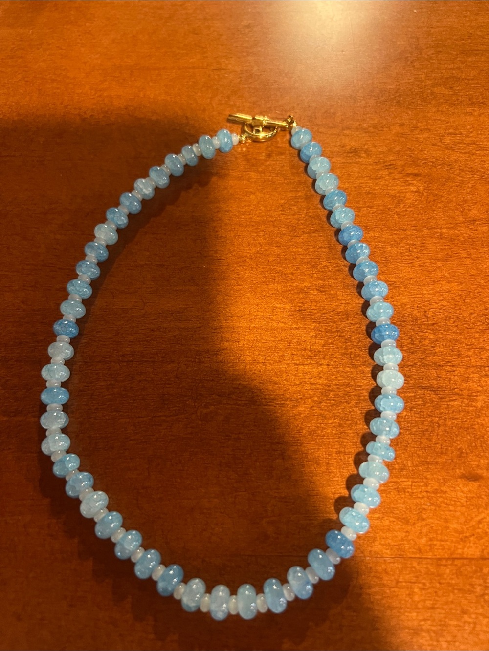Women’s Blue Beaded Necklace - Elegant Aquamarine Style